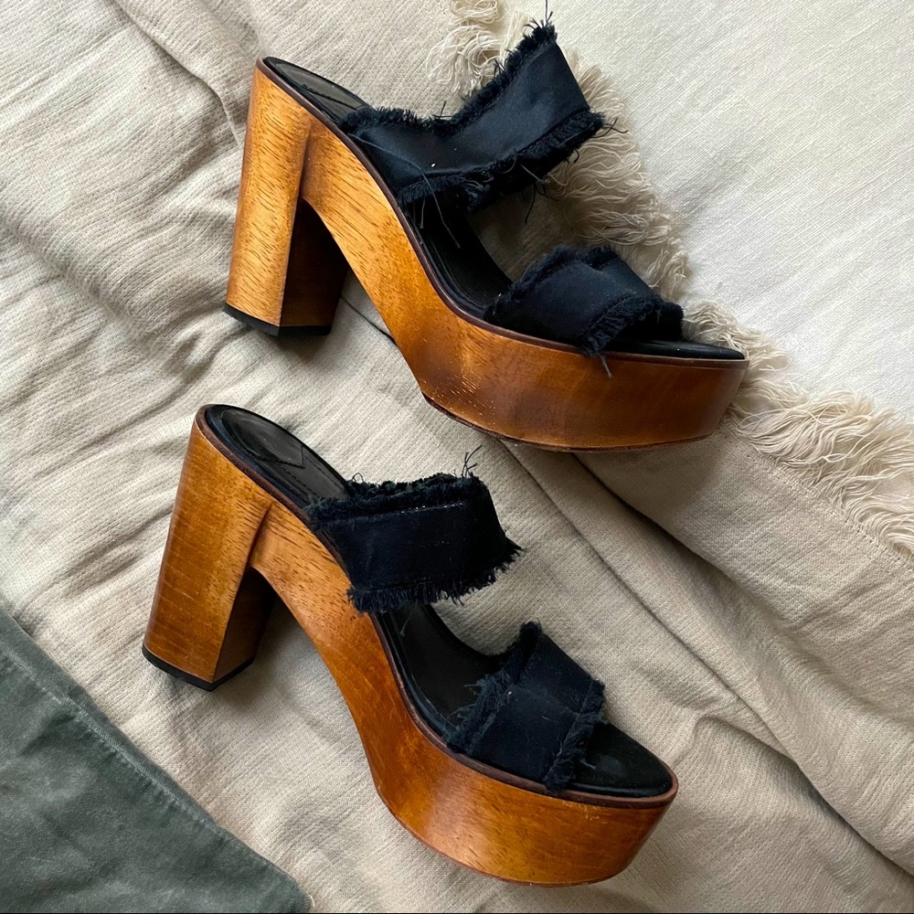 Derek lam 10 Crosby chunky platform wooden sandals silk slides boho bohemian y2k